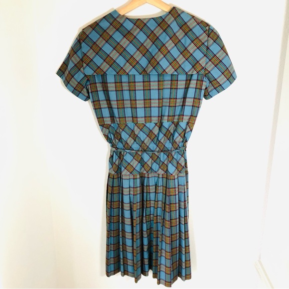 Vintage Jeanette Alexander of California 1960s Blue Plaid Dress, Women’s 12-14 - Picture 10 of 13